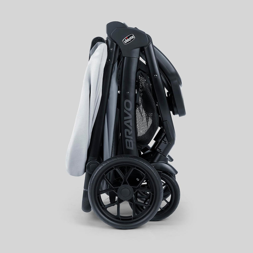 Chicco Bravo LE ClearTex 3-in-1 Trio Travel System, Bravo LE Quick-Fold Stroller with KeyFit Max ClearTex Infant Car Seat and Base, Atlas/Grey