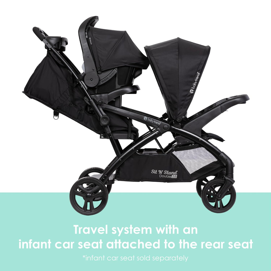 Baby Trend Sit N' Stand® Double 2.0 Stroller, Dash Black