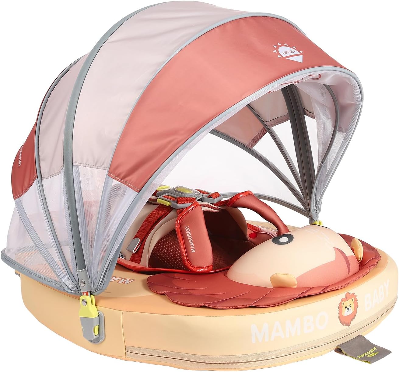 Mambobaby Float Deluxe Baby Pool Float: Safe & Comfortable Swim Trainer for Infants & Toddlers, Non-Inflatable Design, UV Protection Canopy, Fun Water Experience for Ages 3-24 Months