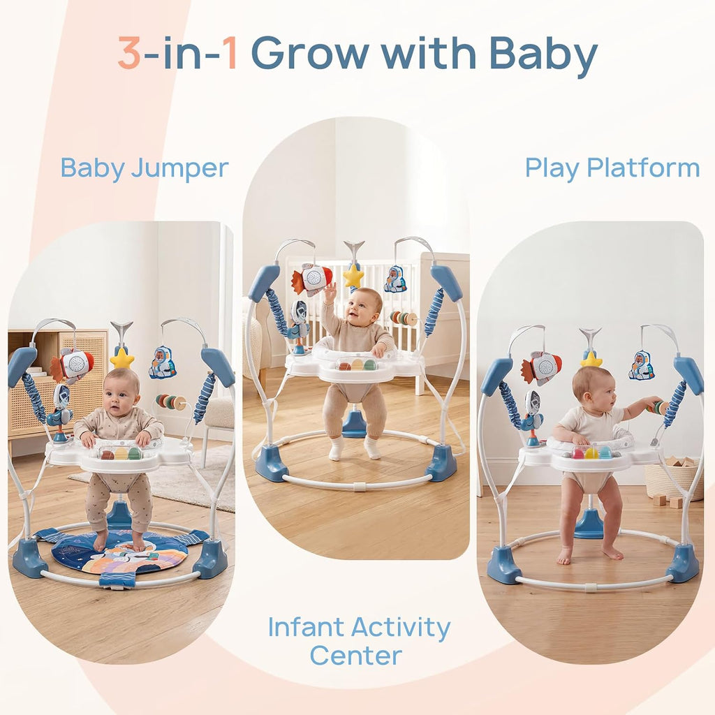 Baby Activity Center, Baby Jumper Activity Center with Music, Interactive Toys, 360° Rotating Seat, 3 Adjustable Heights, Infant Activity Jumper for 6+ Months (Space Tiger)