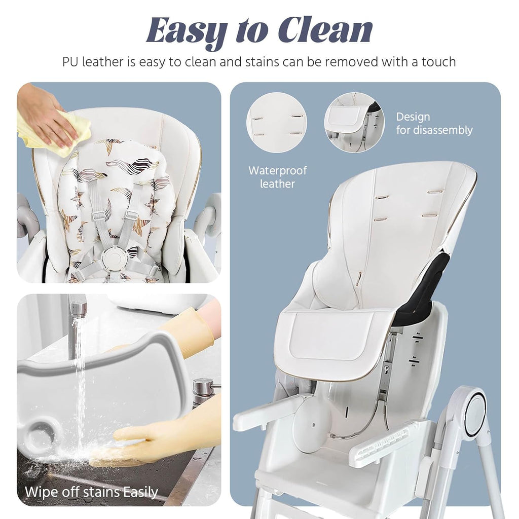 5 in 1 Convertible Baby High Chair Foldable, Baby Swing for Infants to Toddler,Portable Baby Feeding Chair, High Chairs for Babies and Toddlers, Silla de Comer para Bebe(White)