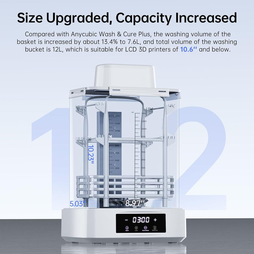 ANYCUBIC Wash and Cure 3 Plus Station, Size-Upgrade Wash Cure Machine with Gooseneck Lights, Dual-Layer Design and IPA Saving, for Anycubic Photon Mono M5 Saturn LCD/SLA/DLP 3D Printer