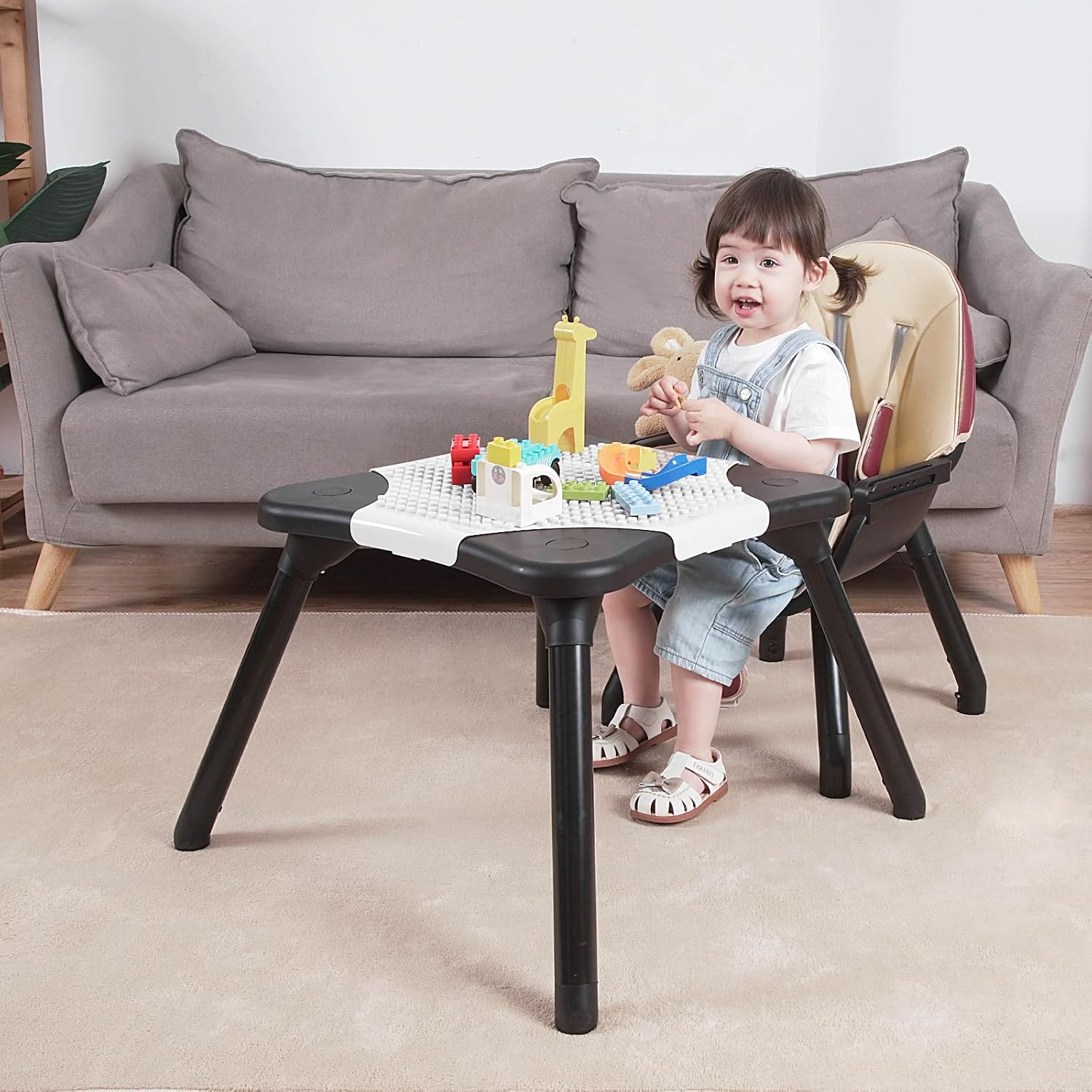 Gofirst 6 in 1 Baby High Chair,Convertible High Chairs for Babies and Toddlers/Booster Seat/Table and Chair Set,Babies Feeding Chair/5-Point Harness,4-Position Removable Tray&PU Cushion Baby Highchair
