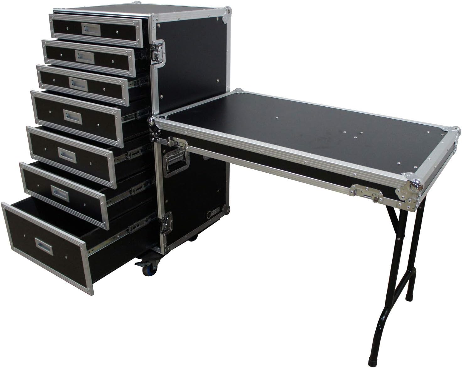 Harmony Audio Cases HC-drawerC Portable Rolling 7 Drawer Production Vendor Show Work Case Table