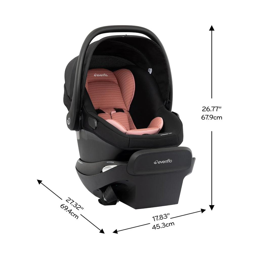 Evenflo Revolve180 LiteMax NXT Rotating Rear-Facing Lightweight Preemie and Infant Car Seat 3-30lbs. Easy Install with Base (Rose Pink)