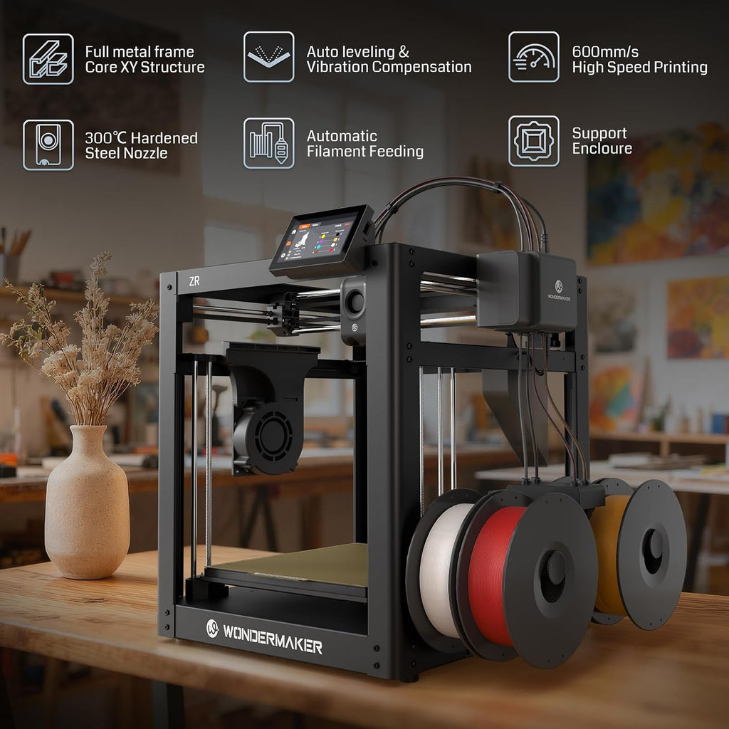 SainSmart x WonderMaker 3D Printer ZR Supports Multi-Color/Materials Printing (Up to 4) with Enclosure Kit