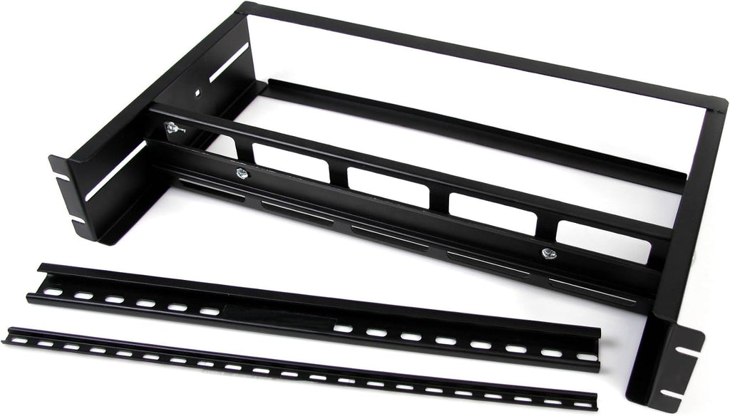 StarTech.com 2U DIN Rail Kit for Standard 19' Rack - Adjustable Depth Rackmount DIN Rail with Top Hat, Mini, G Rails, 27lbs/12.5kg Weight Capacity (ADJDINKIT)