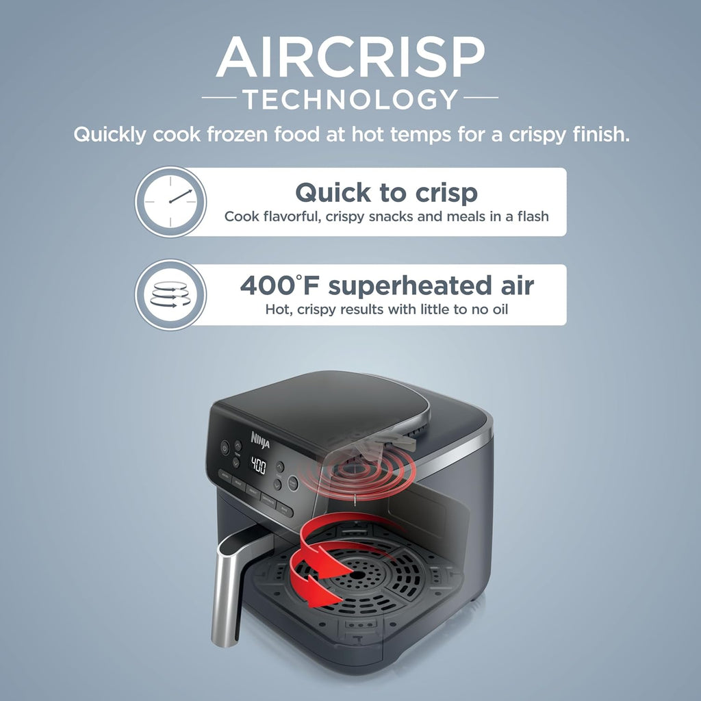 Ninja Air Fryer Pro 5-in-1 | 5 QT Capacity, Air Fry, Bake, Roast, Reheat, and Dehydrate, Air Crisp Technology | Nonstick Basket & Crisper Plate | Cyberspace | AF142BL