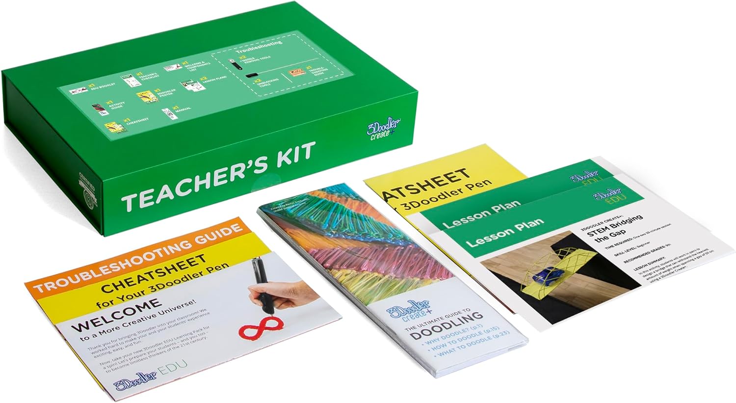 3Doodler EDU Create+ Learning Pack, Full Set with 12 3D Printing Pens + 1200 Strands of Plastic Filament + Classroom Activity Plans