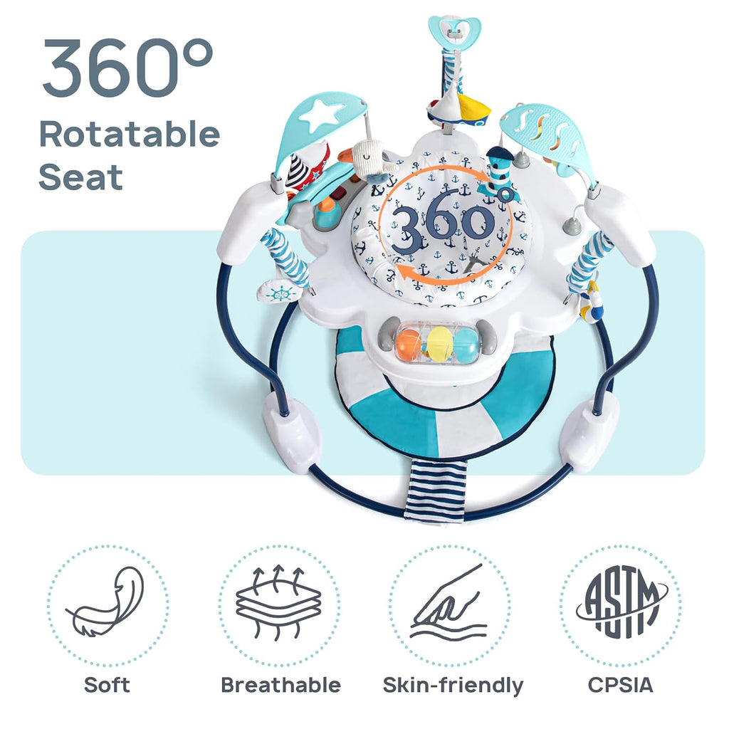 Baby Activity Center Jumper Interactive Activity Jumper Play Center with Infant Toys, 360° Rotating Seat