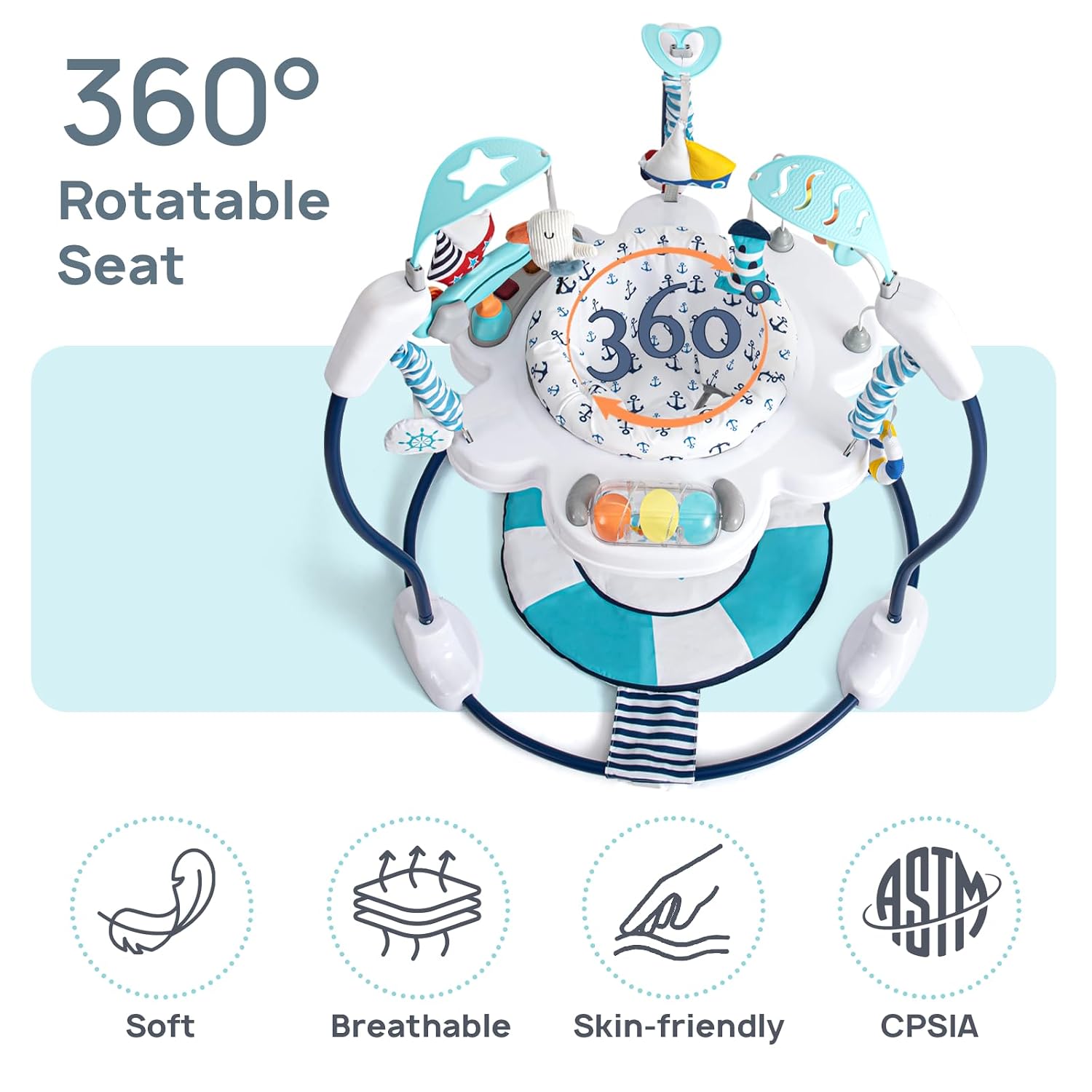 Baby Activity Center Jumper Interactive Activity Jumper Play Center with Infant Toys, 360° Rotating Seat