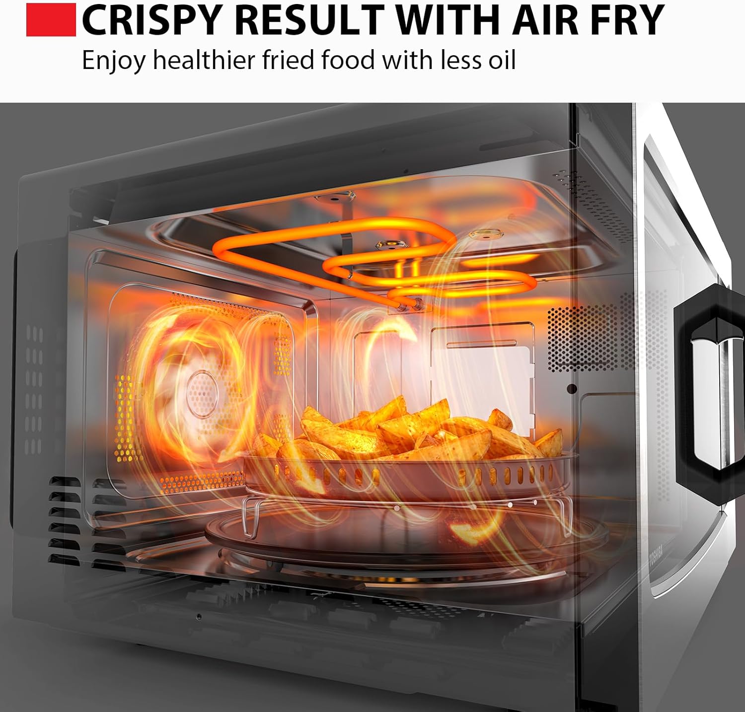 Toshiba Air Fryer Combo 4-in-1 Countertop Microwave Oven, Smart Sensor, Convection, Mute Function, Position Memory 13.6' Turntable, 1.5 Cu Ft, 1000W, Black, ML-EC42P(BS)