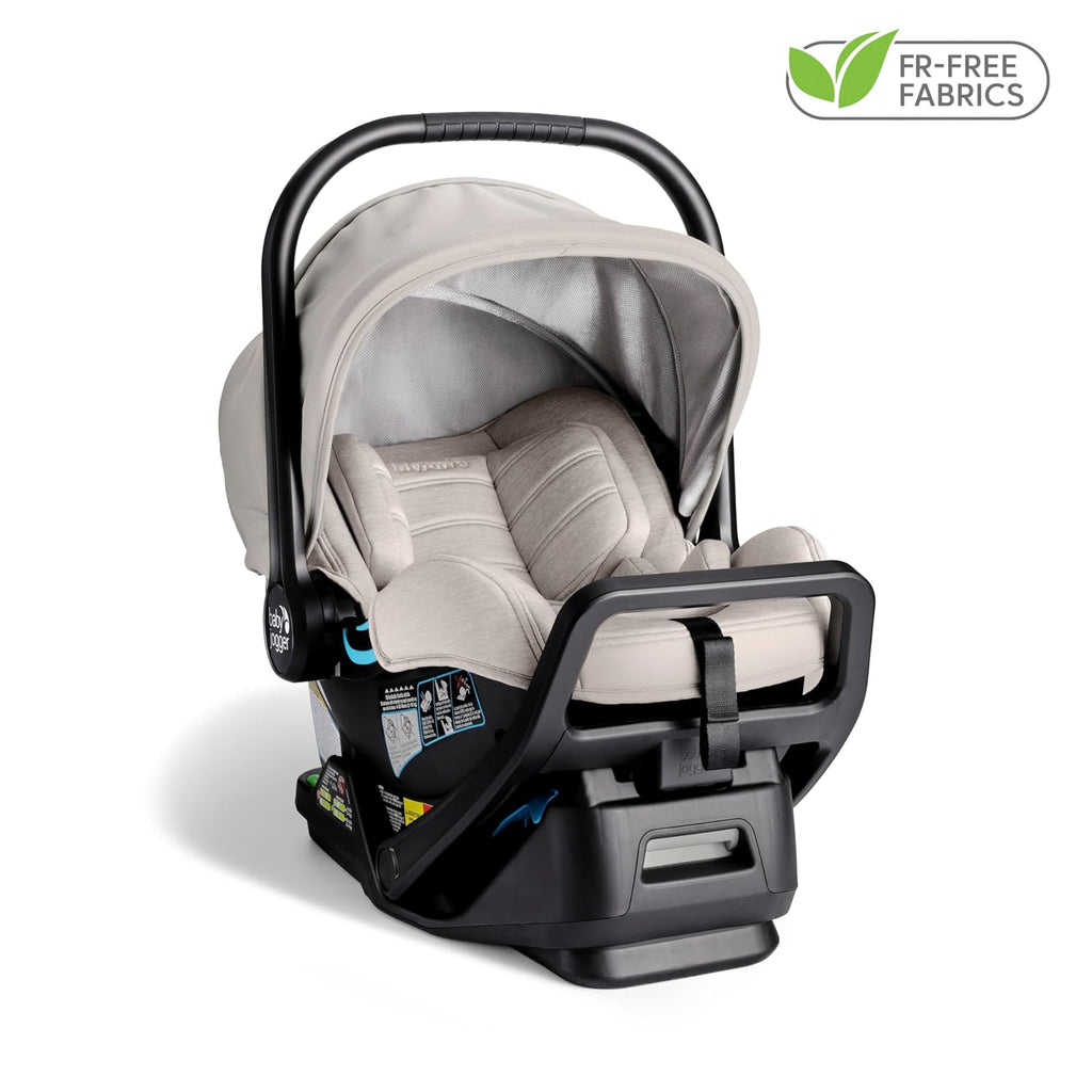 Baby Jogger® City Go 2 Infant Car Seat, Baby Travel Car Seat, Included RapidLock Carseat Base, Pike Exclusive Includes Leatherette Handlebar and Premium Fabrics, Frosted Ivory