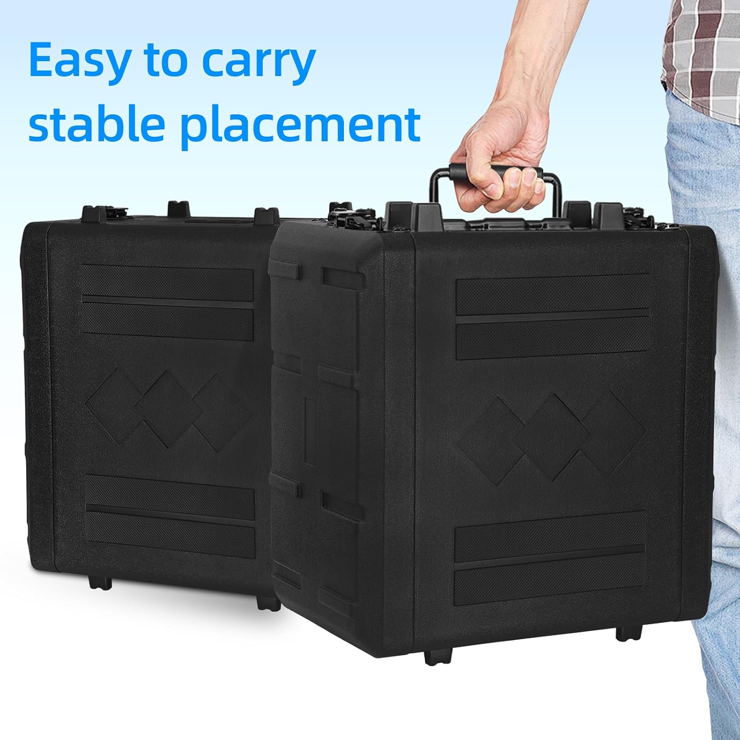 6U Rack Case Shallow 17' Depth, 19' Rackmount Flight Cases Easy Installation Portable Carry Watertight Dust Proof 2 Space Shockproof Mount Racks with Microphone Compartments Space Saving