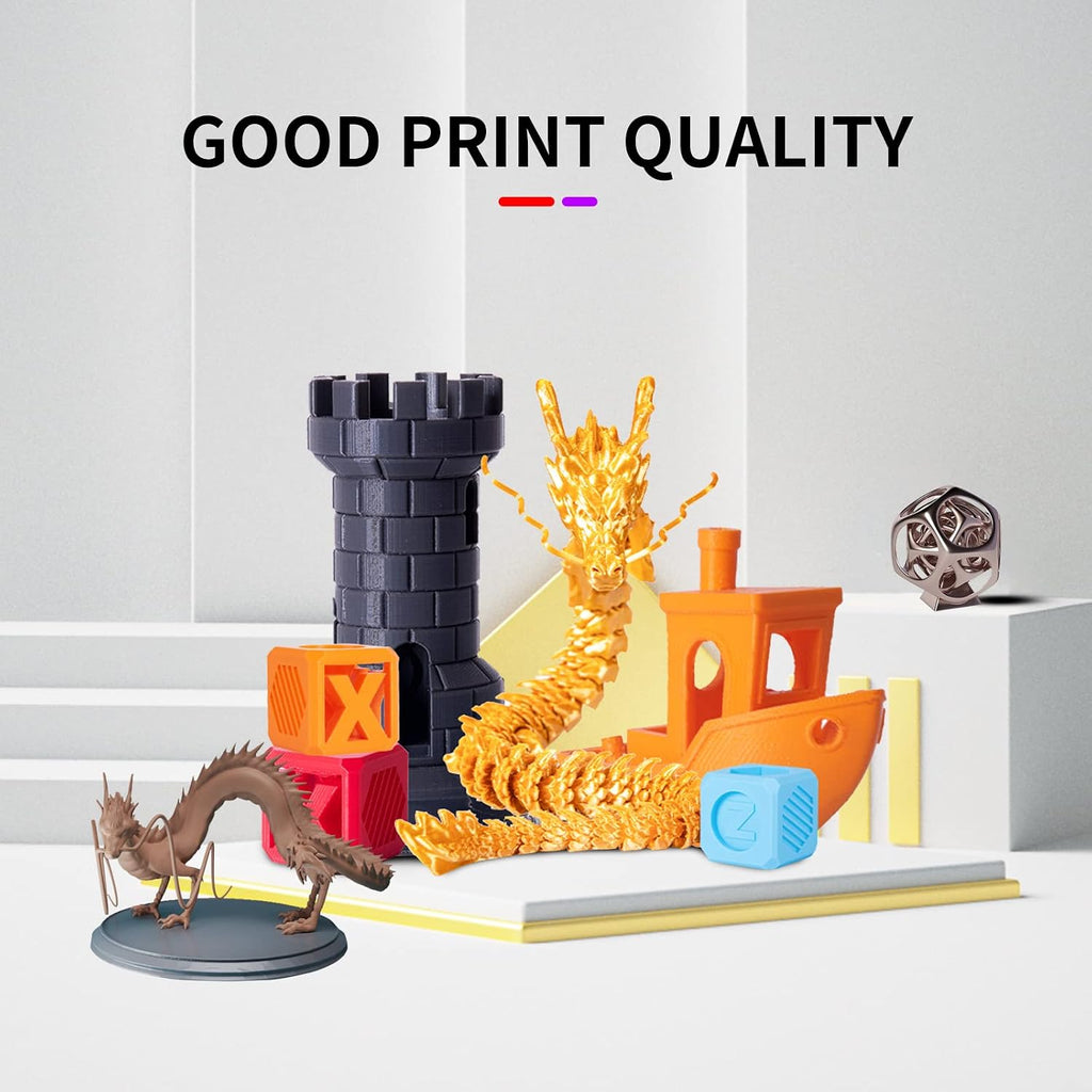 Tina2 Mini 3D Printers with PLA Filament 1KG (4 * 250G) - Silk Copper/Gold/Sliver/Bronze
