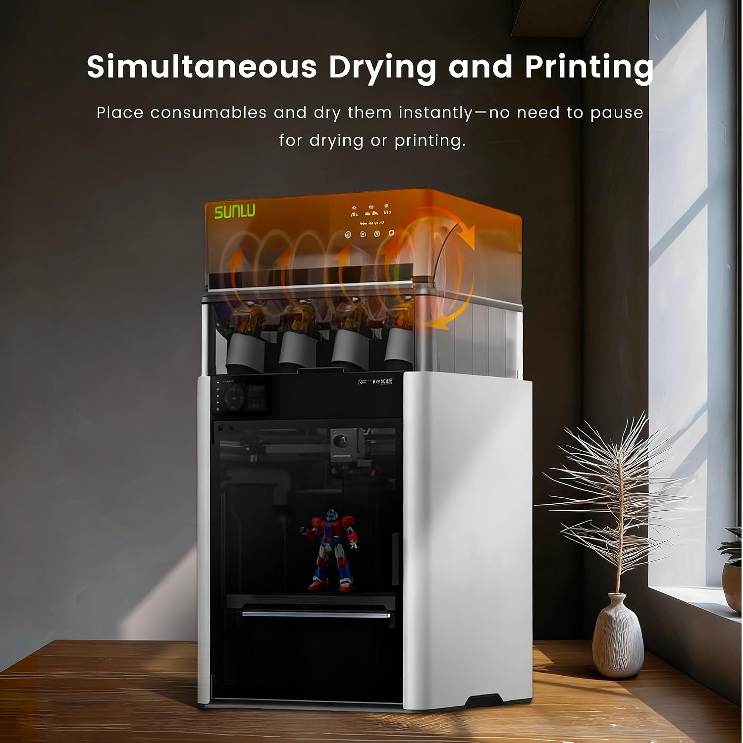 Sunlu AMS Heater Upgrade for Bambu Lab AMS Gen 1, Active Filament Dryer Attachment, Enables Drying While Printing, Prevents Wet Filament & Clogs, 70℃ Fast Heating, Easy Install (AMS Not Included)