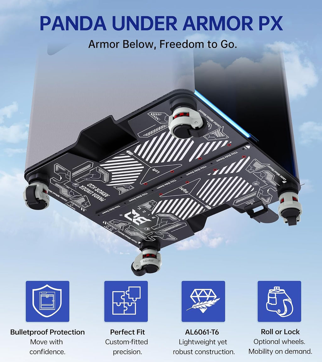 BIQU Panda Under Armor for Bambu-Lab H2D H2S H2C, 3D Printer Dolly Cart with 360° Rotating Wheels for Easy Moving, Portable and Lockable, Printer Bottom Protector,with Rubber Brake