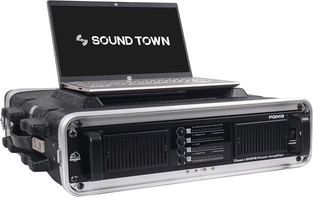 Sound Town Lightweight 4U PA DJ Rack/Road Case with ABS Construction, 19' Depth and Heavy-Duty Latches (STRC-A4U)