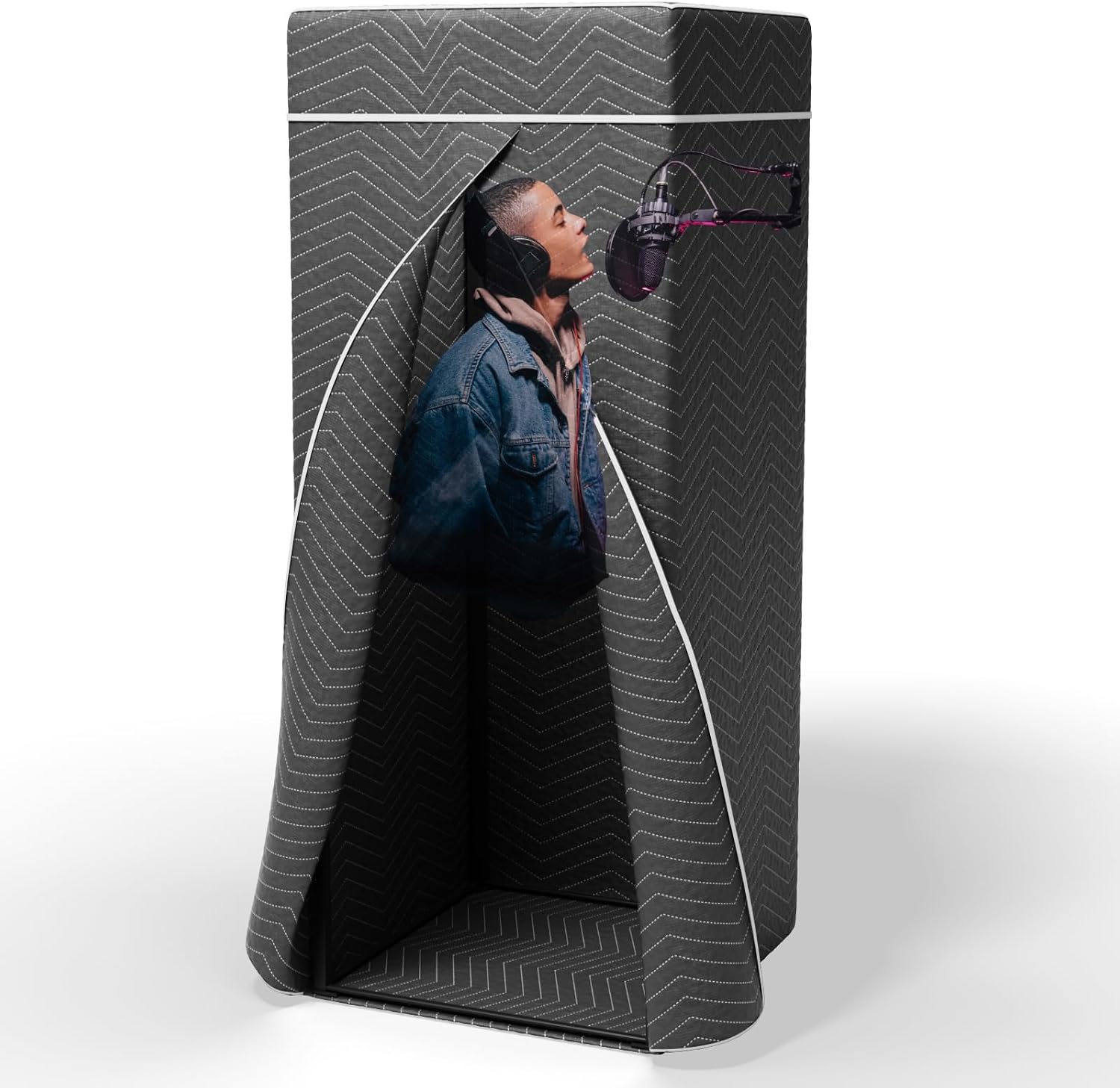 Portable Vocal Booth, Echo-Free Recording Booth Sound Proof Shield, Foldable Isolation Booth with Travel Bag for Voice Over, Podcasting, Music, Home Studio