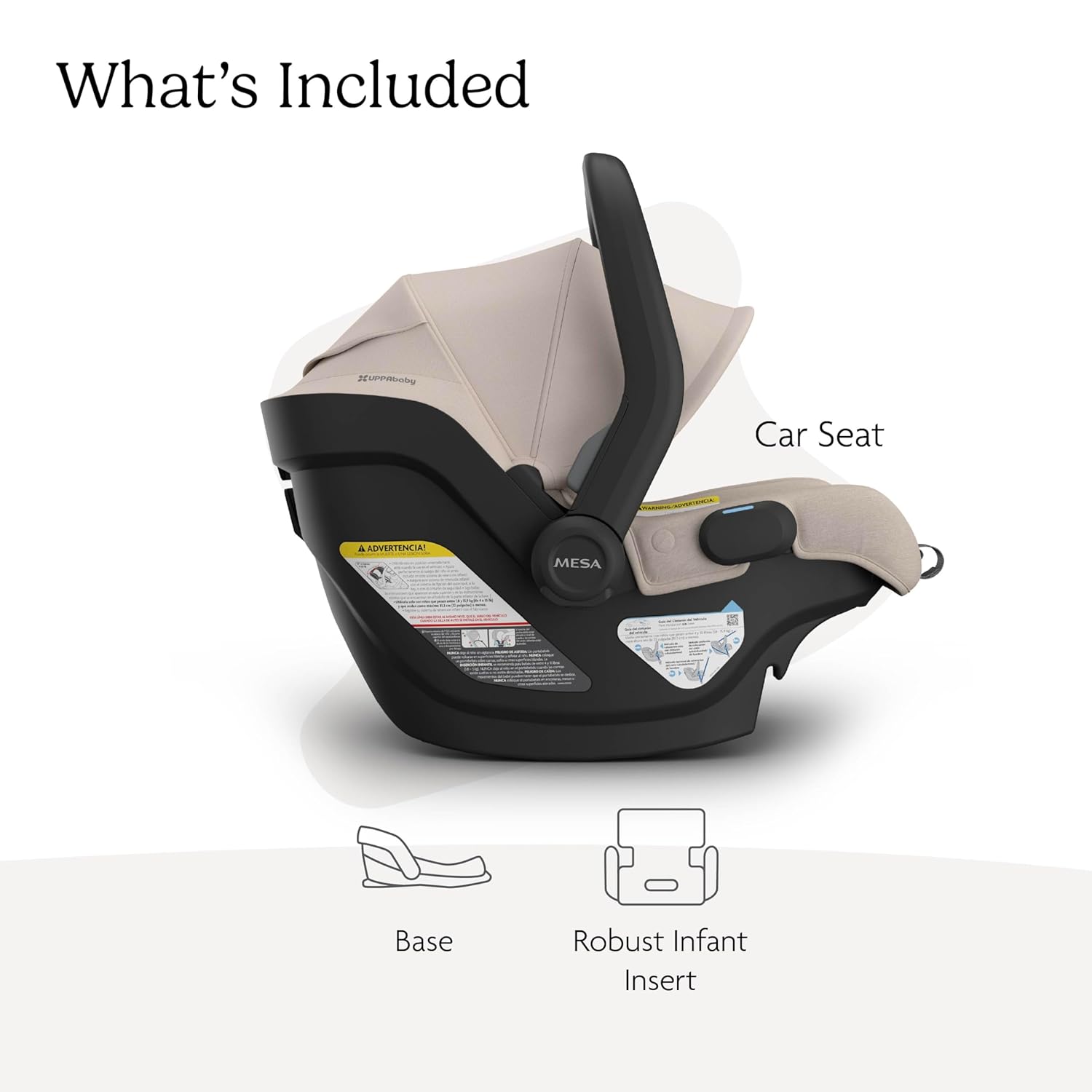 UPPAbaby Mesa V3 Infant Car Seat - Easy Installation + SmartSecure Technology - Attaches to Stroller | Base + Infant Insert Included - Ada (Sandstone)