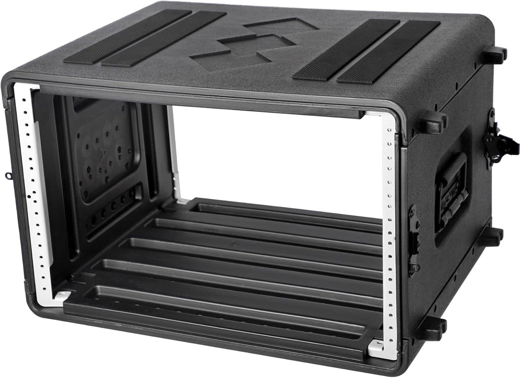 Diandian 6U Rack Case Shallow 16' Depth, 19' Rackmount Flight Case, Watertight Dust-Proof, Shock Mount for Amplifier, Pro Audio, DJ Mixer, Effects with Microphone Compartments