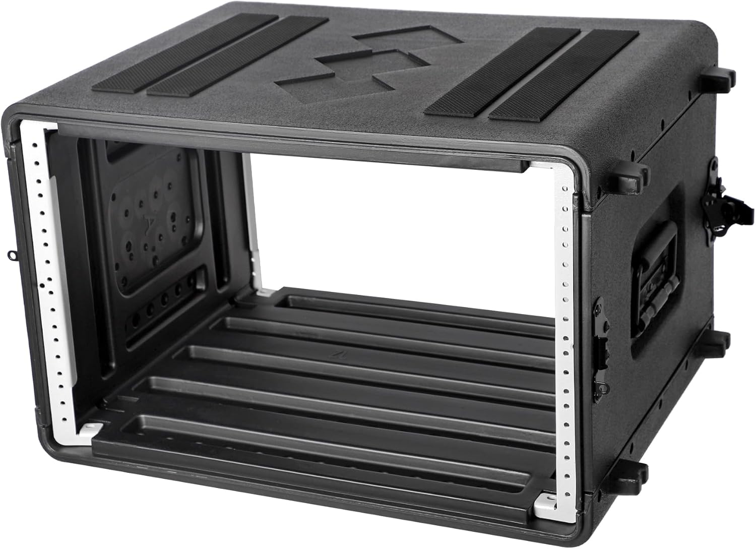Diandian 6U Rack Case Shallow 16' Depth, 19' Rackmount Flight Case, Watertight Dust-Proof, Shock Mount for Amplifier, Pro Audio, DJ Mixer, Effects with Microphone Compartments