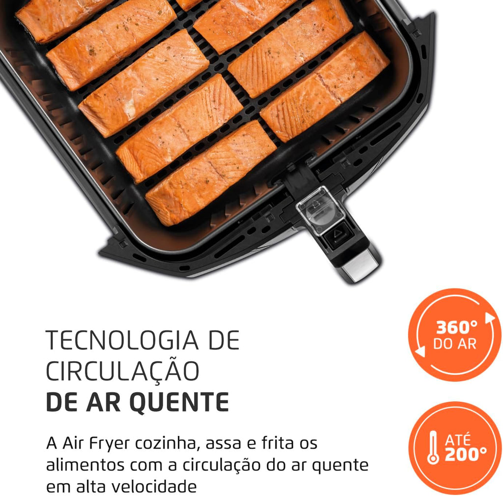 Fritadeira Sem Óleo Air Fryer 8L, Mondial, Preto/Inox, 1900W, 220V - AFN-80-BI