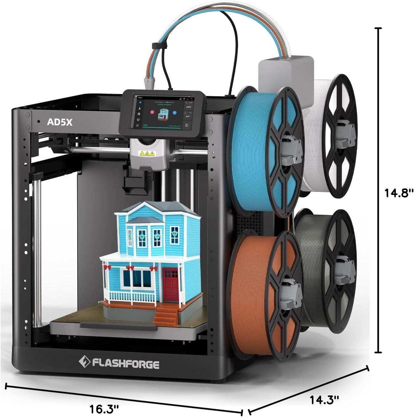 FLASHFORGE AD5X Multi-Color 3D Printer 4 Colors with IFS, Fully Auto Leveling FDM 3D Printer with Max 600mm/s High Speed Printing and Max 300°C Nozzle, Large Printing Size 220 * 220 * 220mm