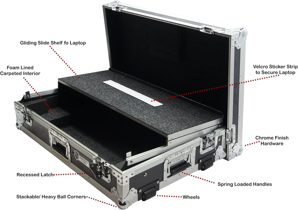 Harmony Audio Cases HCREV7WLT DJ Case Fits Pioneer DDJ-REV7 Controller With Laptop Tray and Wheels