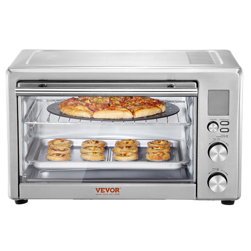 VEVOR Air Fryer Toaster Oven, 28L/29.6Qt Large Capacity 13 in 1 Functional Convection Oven, 1800W 2-Tier Toaster Ovens Countertop Combo with Wire Racks, Pizza Pan, Gloves, Home and Commercial Use