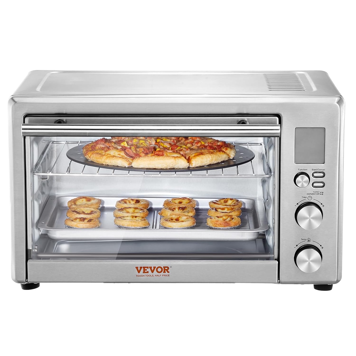 VEVOR Air Fryer Toaster Oven, 28L/29.6Qt Large Capacity 13 in 1 Functional Convection Oven, 1800W 2-Tier Toaster Ovens Countertop Combo with Wire Racks, Pizza Pan, Gloves, Home and Commercial Use