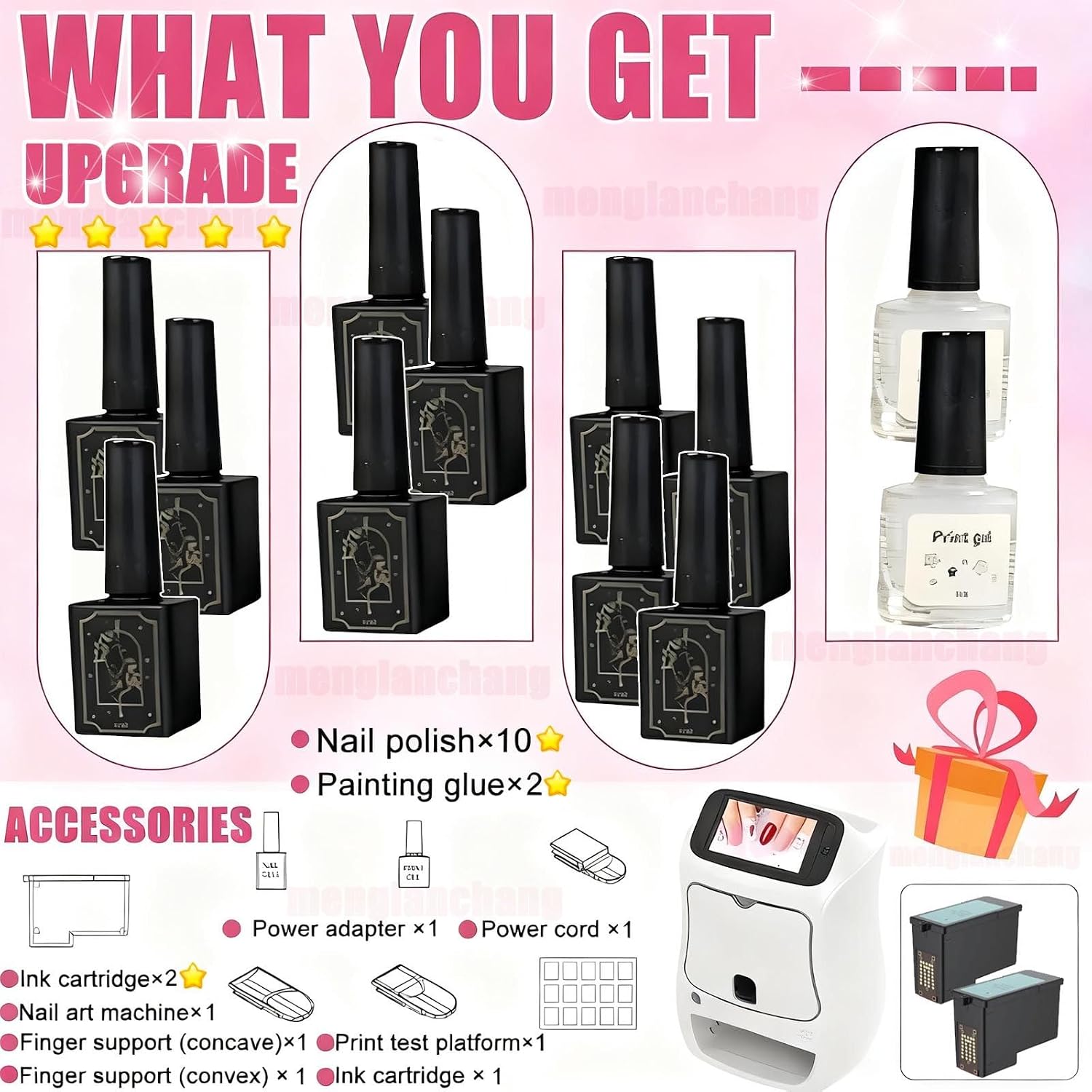 3d Smart Nail Printer | Digital Mobile Nail Art Printer Machine W/Touch Screen| Portable Nail Painting Machine Support Wifi/Diy/Usb(2400dpi High-Definition) | 10s Painting For Girls' Home Nails
