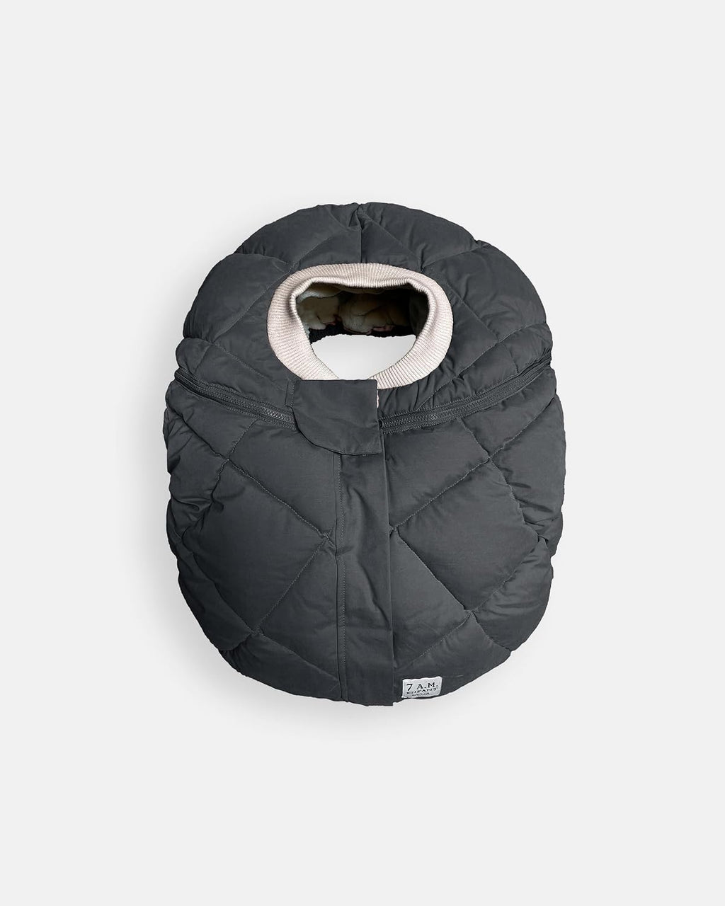 7AM Enfant Car Seat Covers - Cocoon Baby Cover for Boys & Girls, Rain & Snow Repellent, Breathable Windproof, Center Zipper, Universal Fit for Infant Car Seat (0-12M) (Smokey Quilted)