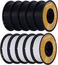 Kingroon High Speed PLA Bundle 3D Printer Filament 1.75mm, 3D Printer Rapid Filament for 30-600mm/s Hyper Printing Filament, Dimensional Accuracy +/- 0.03 mm, 10 kg Plastic Spool (22lbs（5Black+5White）