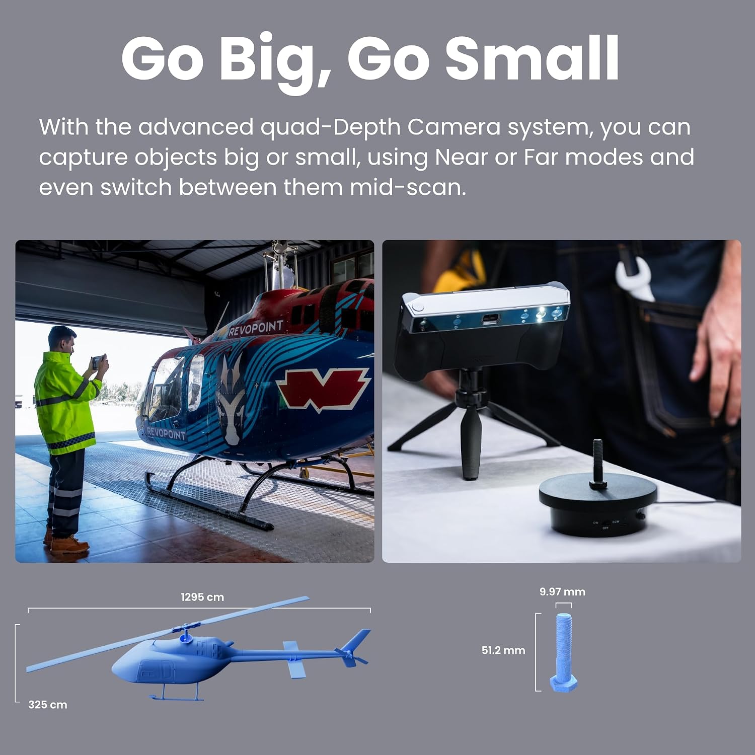 Revopoint MIRACO Pro Wireless 3D Scanner for 3D Printing, All-in-one Handheld 3D Printer Scanner, Up to 0.02 mm Precision, Full Color Scan Support for Small to Large Objects, 32GB RAM