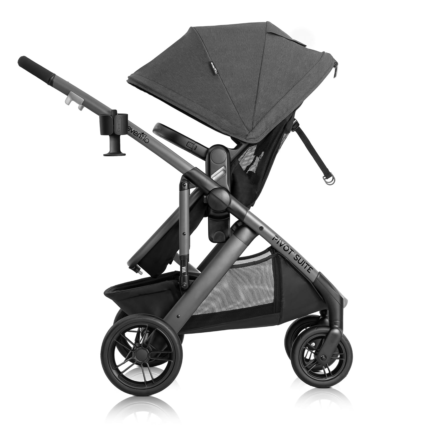 Evenflo Pivot Suite Modular Travel System with LiteMax Infant Car Seat, Devon Gray