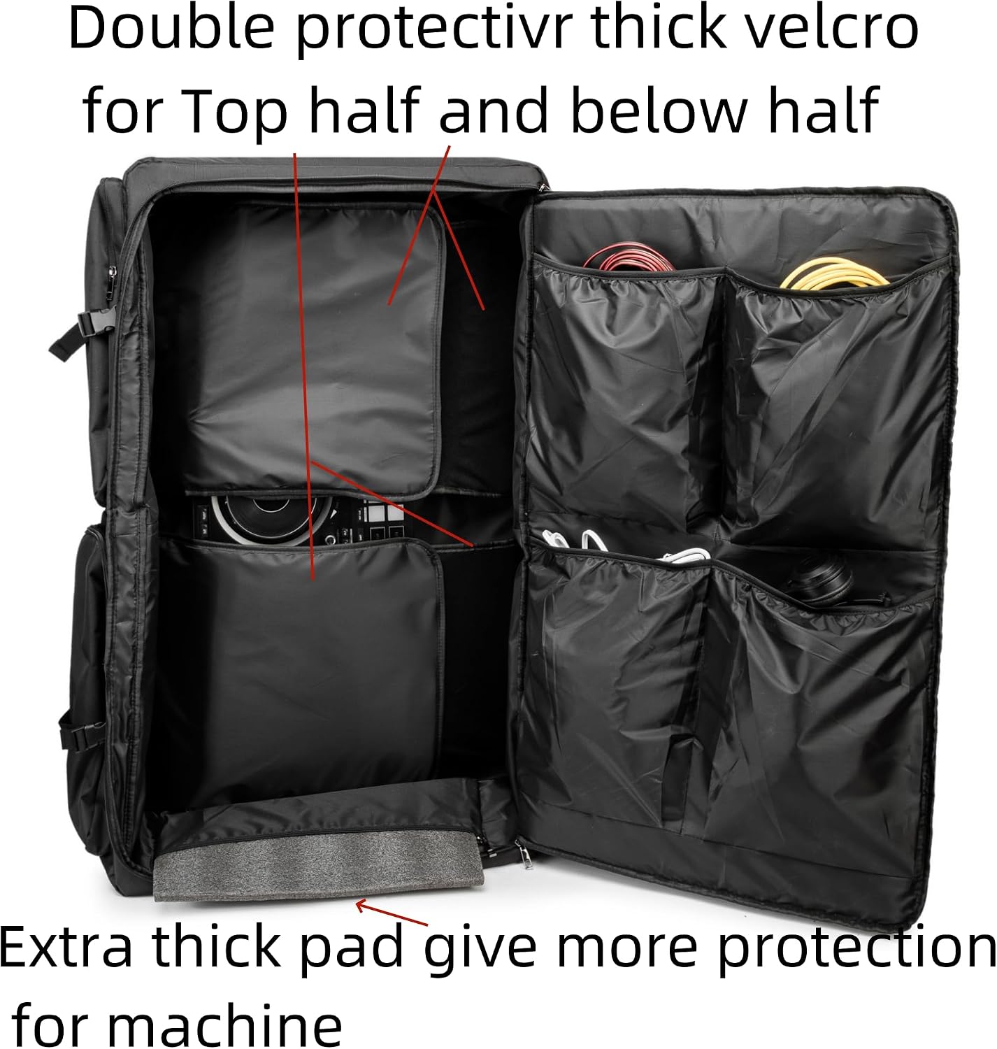 Rabjen DJ Backpack for Club Gigs, DJ Mixer Case Compatible with Pioneer DDJ-SR2, Pioneer DDJ-FLX6-GT, RANE ONE, and More Equipment
