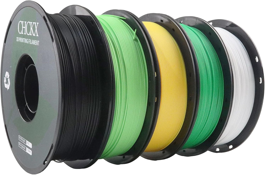 10 Pack PLA 3D Printer Filament Bundle, Dimensional Accuracy +/- 0.02 mm, 1kg Spool(2.2lbs), 1.75 mm，Black White Grey Red Green Blue Yellow Brown Lemon Green Ice Cream
