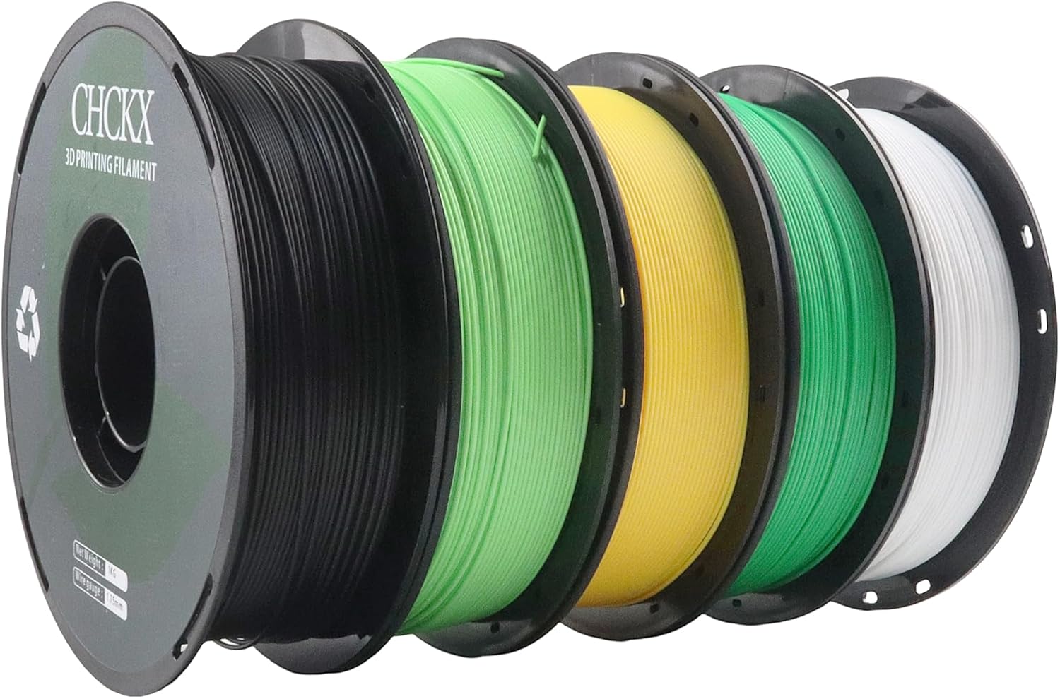 10 Pack PLA 3D Printer Filament Bundle, Dimensional Accuracy +/- 0.02 mm, 1kg Spool(2.2lbs), 1.75 mm，Black White Grey Red Green Blue Yellow Brown Lemon Green Ice Cream