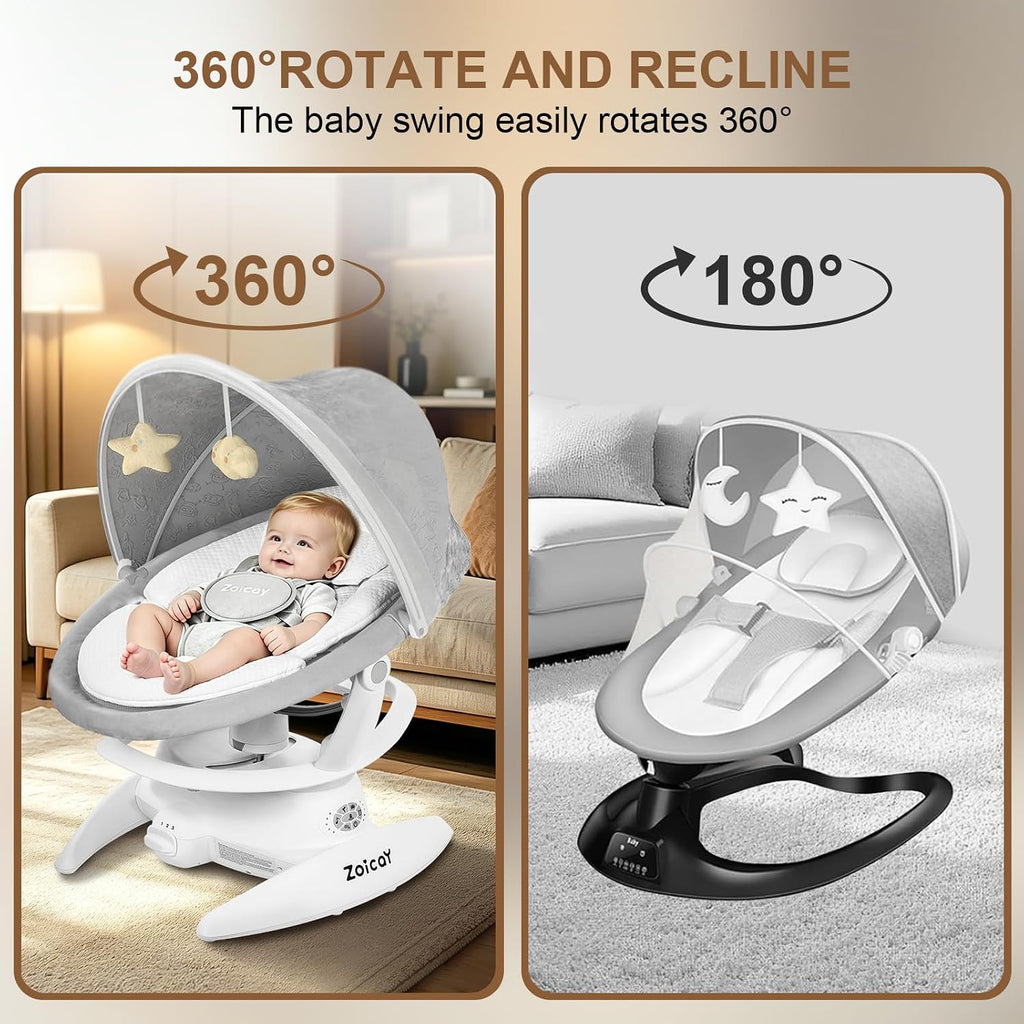 3-in-1 Baby Swing for Infants with Motion Detection, Infant Swing with 5 Speeds & 3 Swing Modes, 12 Melodies, Electric Swing for Baby, Up to 25 lbs, White