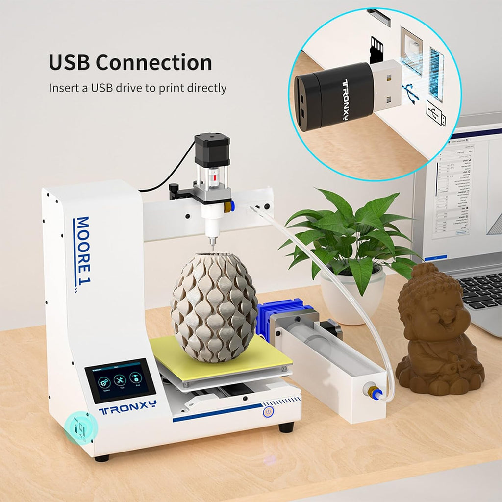 TRONXY Clay 3D Printer Moore1 Liquid Deposition Molding Mini 3D Printers for Ceramics Hobby Beginners Kids Adults with LCD Screen Building Size:7 * 7 * 7inch(180x180x180mm)