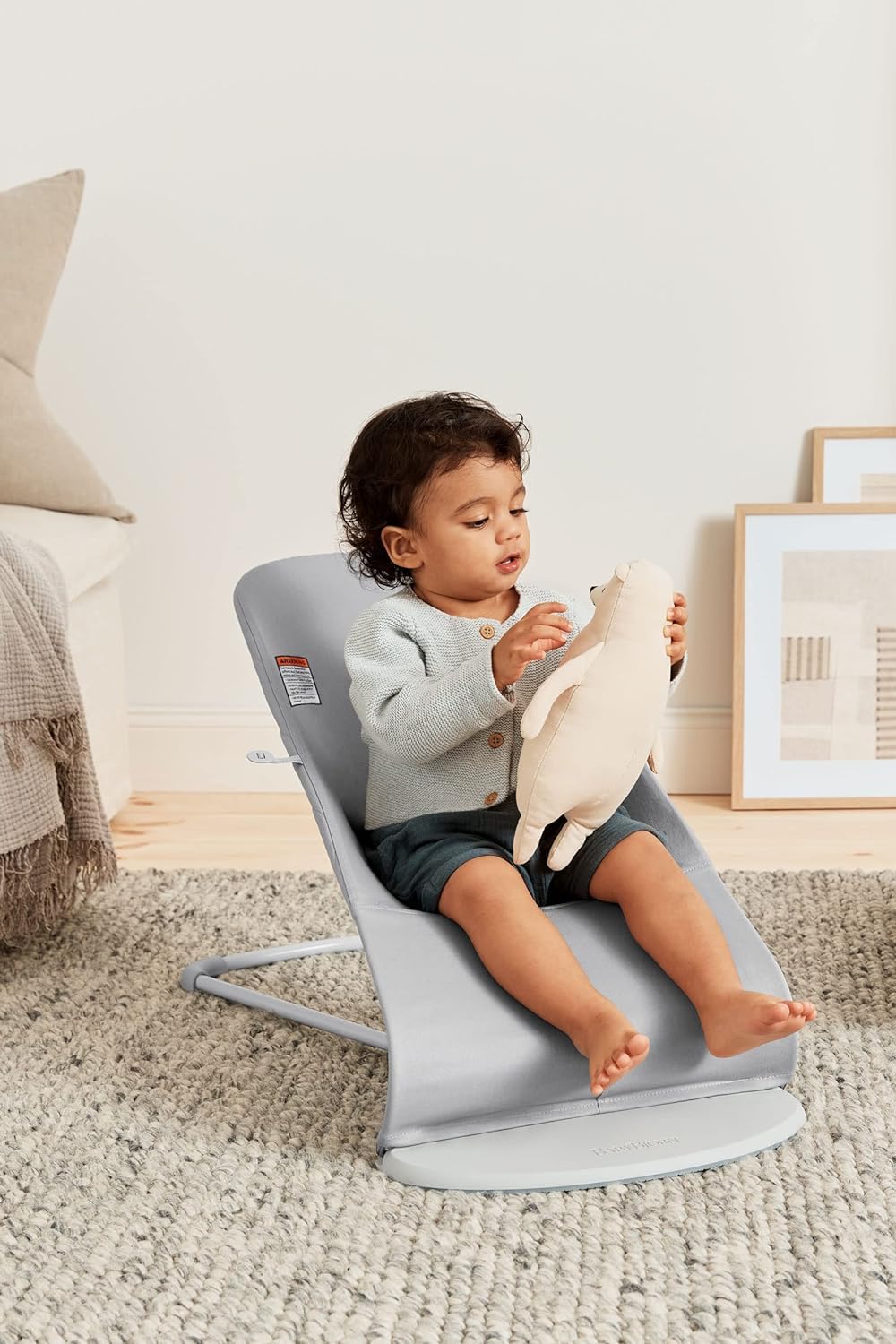 BabyBjörn Bouncer Bliss, Light Gray, Woven, Petal Quilt | 2-in-1 Adjustable Baby Bouncer Seat and Toddler Chair, Newborn to Toddler (8-29 lbs), 4 Positions, Lightweight & Portable