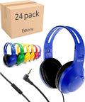 Bulk Headphones for Classroom with Microphone, Heavy-Duty School Pack Wired Headphones for Students. Teacher Must Haves Supplies from Elementary to College (24 Pack Mixed Color)