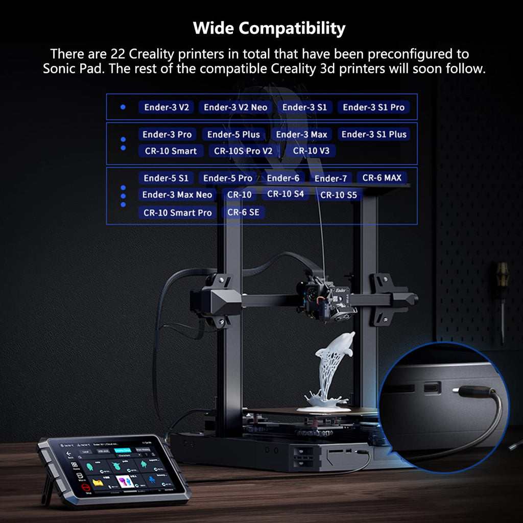 Creality Sonic Pad Klipper, 7 Inch Touch Screen 3D Printer Accessories Smart Pad Based on Klipper Firmware with Higher Printing Speed for Ender 3 V3 SE/Ender 3 Max Neo/Ender 3 V2/Ender 3 S1 3D Printer