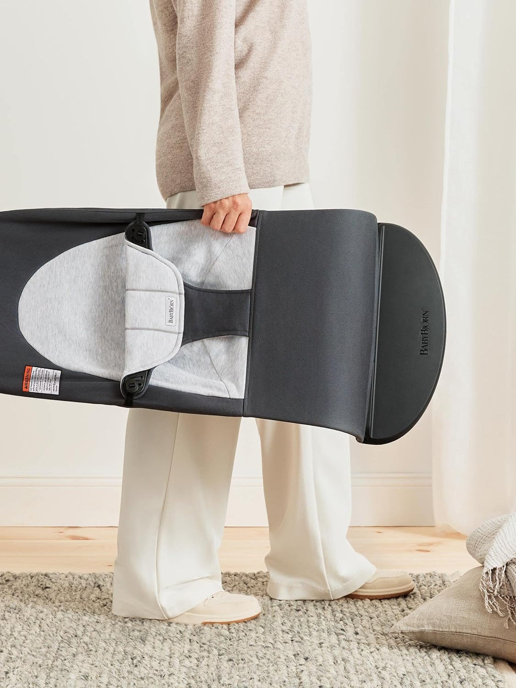 BabyBjörn Bouncer Balance Soft, Woven/Jersey, Dark Gray/Gray | 2-in-1 Adjustable Baby Bouncer Seat and Toddler Chair, Newborn to Toddler (8-29 lbs), 4 Positions, Lightweight & Portable