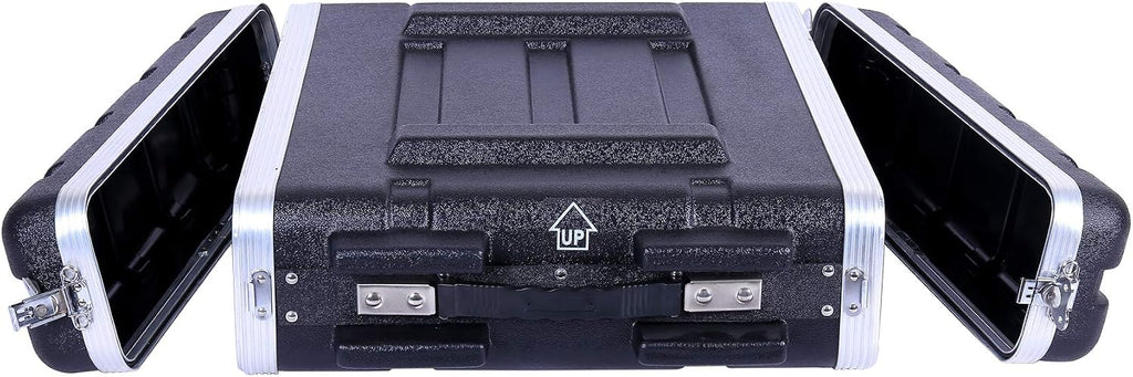 Crossrock Stackable 2U Rack Case, Standard 19.25' Depth, Polyethylene Hard-shell Construction with Heavy Duty Hardware-Black(CRA9602U)