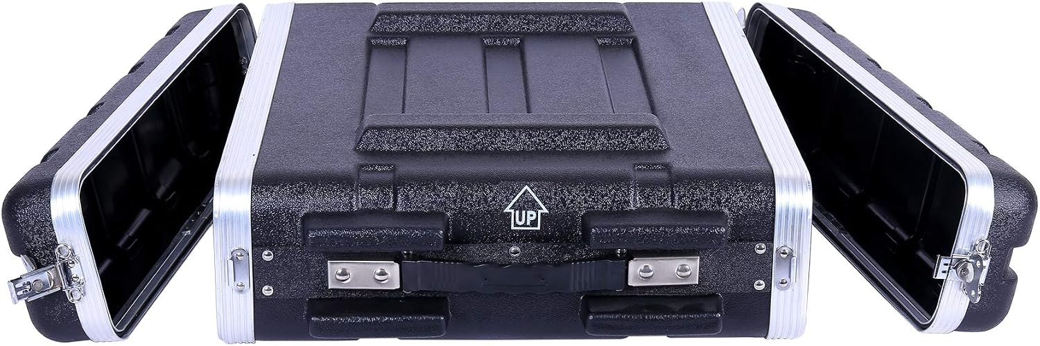 Crossrock Stackable 2U Rack Case, Standard 19.25' Depth, Polyethylene Hard-shell Construction with Heavy Duty Hardware-Black(CRA9602U)