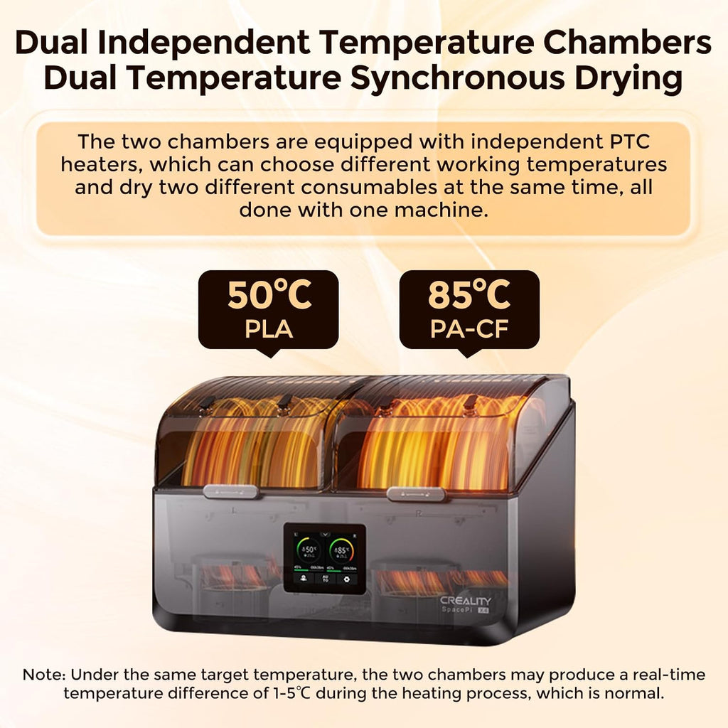 Creality Space Pi X4 Filament Dryer, 4 Spools 3D Printer Filament Dryer Box with Dual PTC Heating, Filament Dehydrator Storage Box for 1.75/2.85mm PLA PETG ABS Nylon PA TPU