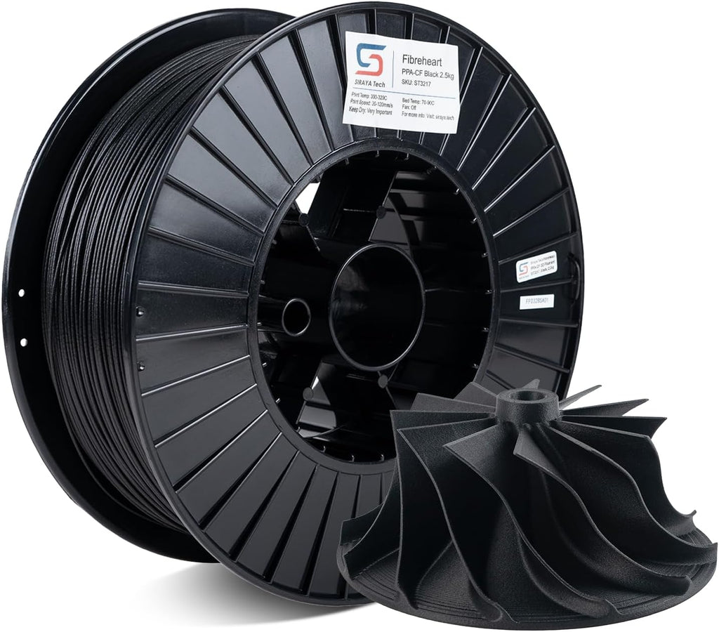 Siraya Tech Fibreheart PPA-CF 3D Printing Filament: Industrial-Grade Carbon Fiber Nylon, Superior Strength & Heat Resistance - The High Performance PAHT-CF (2.5kg, Black)