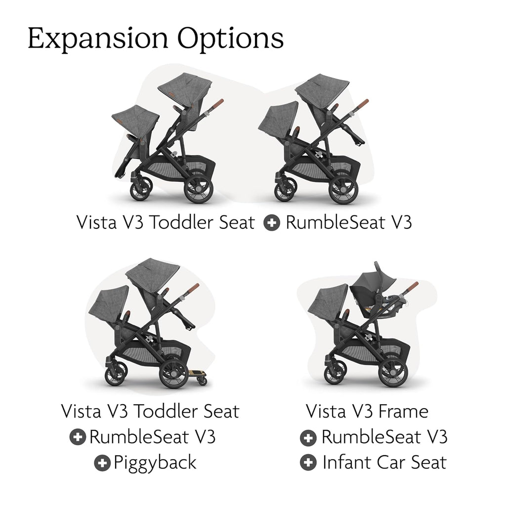 UPPAbaby RumbleSeat V3 Second Lower Seat - Compatible with Vista V2 and Vista V3 - All-Weather Seat + Magnetic Buckle – Adapters Included -Owen (Mocha Mélange)